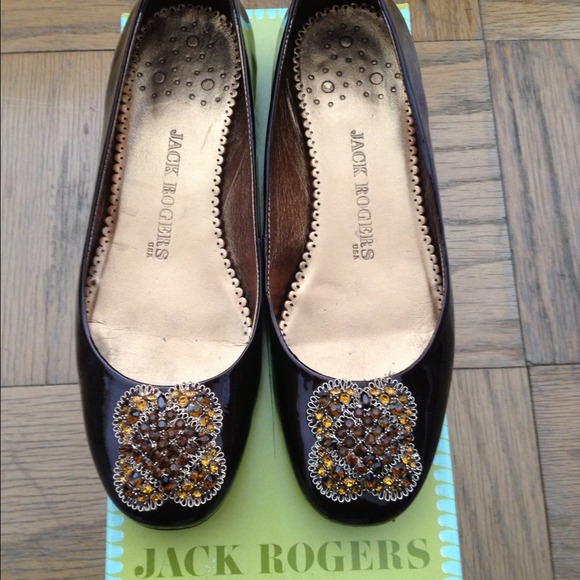 Jack Rogers Brown Patent Leather Flats