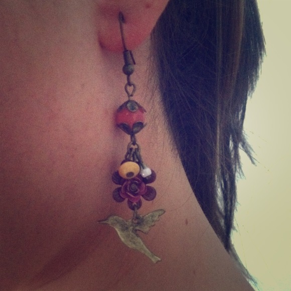 Beaded bird earrings
