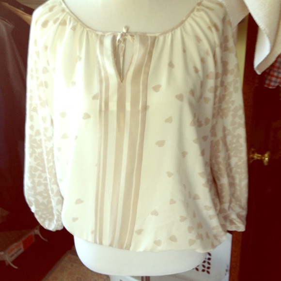 Express tan and white silk shirt