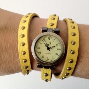 Double Strand Yellow Leather Watch