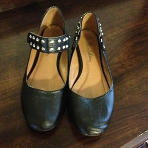 Black flats with studs