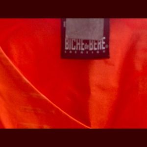 Aqua n' orange long wrap dress with sexy slit