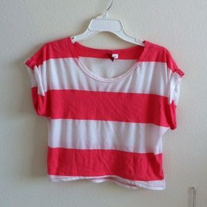 pink and white crop top