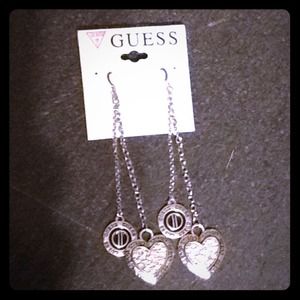 GUESS long silver earrings