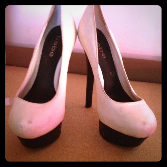 White BEBE heels