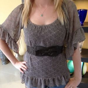 Rue 21 Brand Crochet Top with Attached Belt