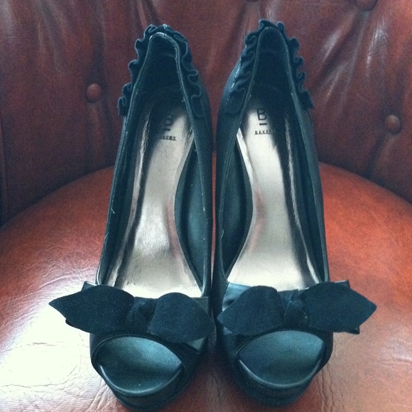 Black Bakers peep toe heels