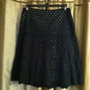 Michael Kors black eyelet skirt with scalloped hem