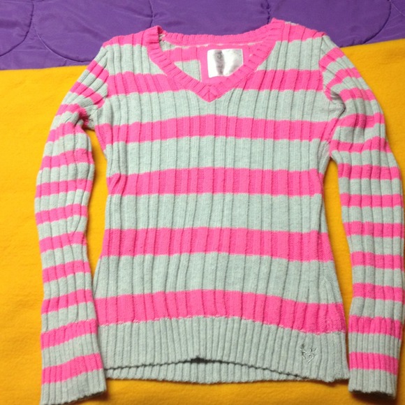 Hot pink and grey sweater