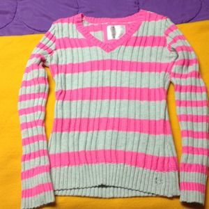 Hot pink and grey sweater