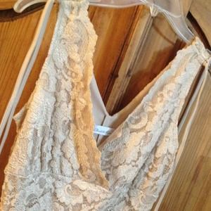 Flesh lace stretch sheath dress abs stunning.