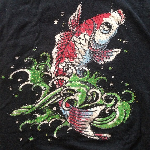 Ed Hardy Women's koi fish long t-shirt