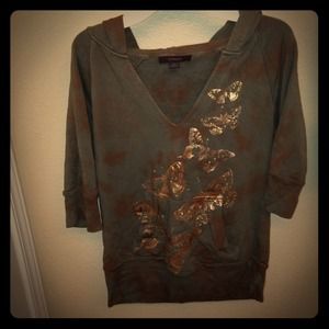 Express hoodie-green & brown with butterfly design