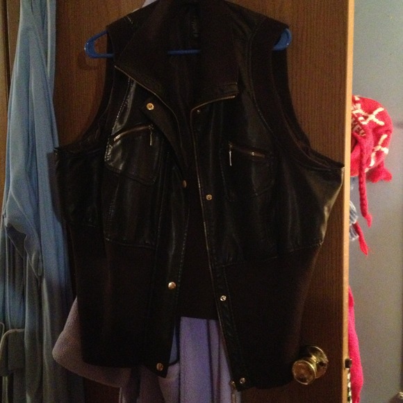 **Reserved** Brown Faux Leather Vest
