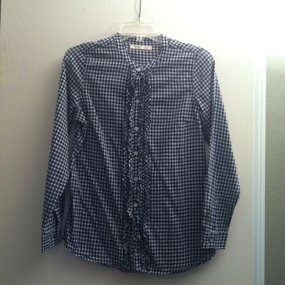Navy Blue Gingham Button Down