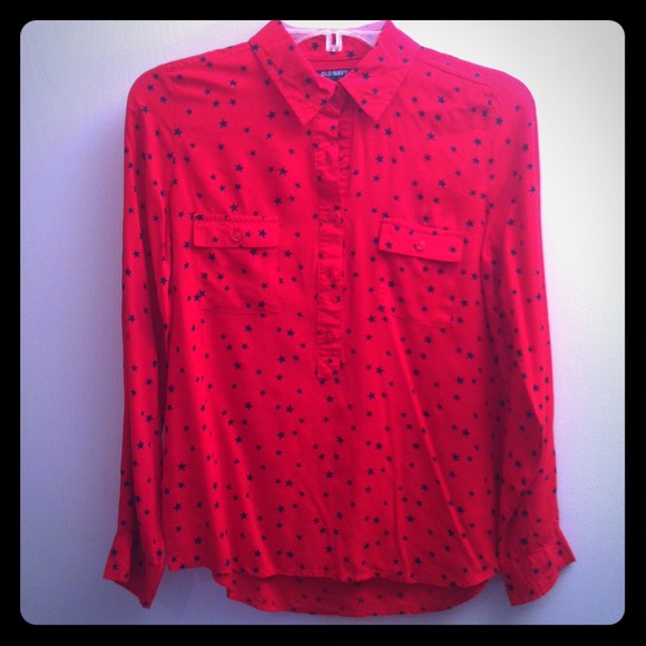 Red and Blue Star Button Down