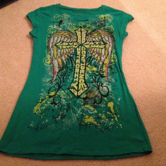 🚫Sold🚫Green rhinestone shirt S