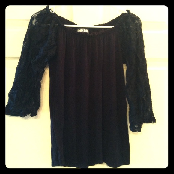 Black top with lace sleeves