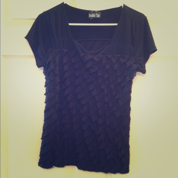 Black top with ruffles