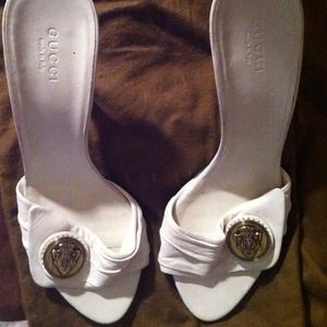 White Leather Gucci Mules