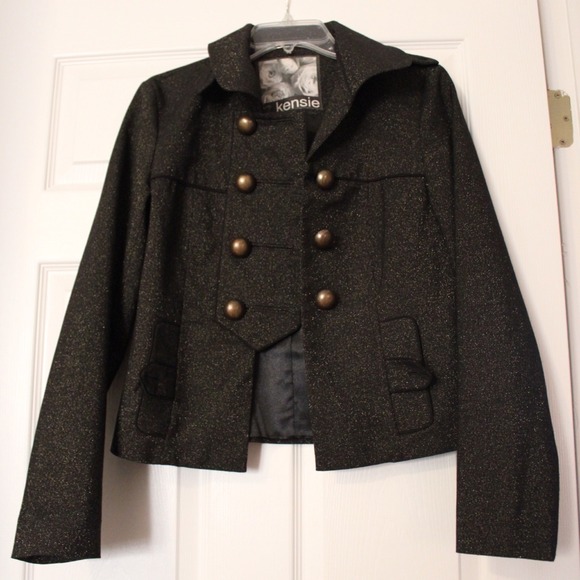 Kensie glitter gold military jacket