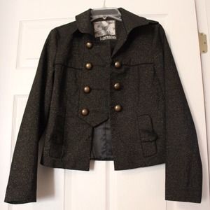 Kensie glitter gold military jacket