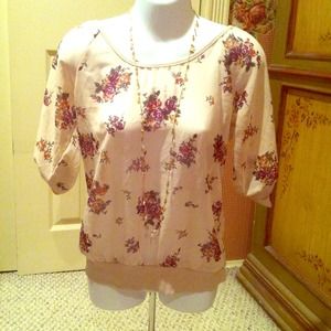 Sheer beige floral shirt