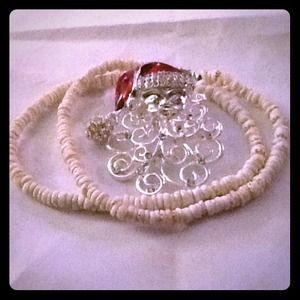 Santa pin and puka shell bracelet