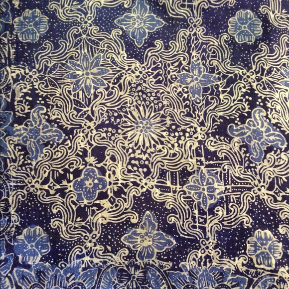 Imported Handcrafted Batik Scarf Blue and Silver