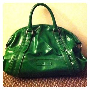 Kelly green, patent leather Cole Haan handbag