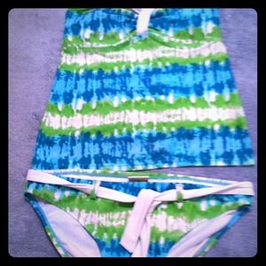 Aqua blue and green tankini bathing suit. NWOT
