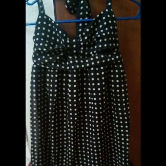 BLACK AND WHITE POLK DOT HALTER DRESS!!! - Picture 3 of 3
