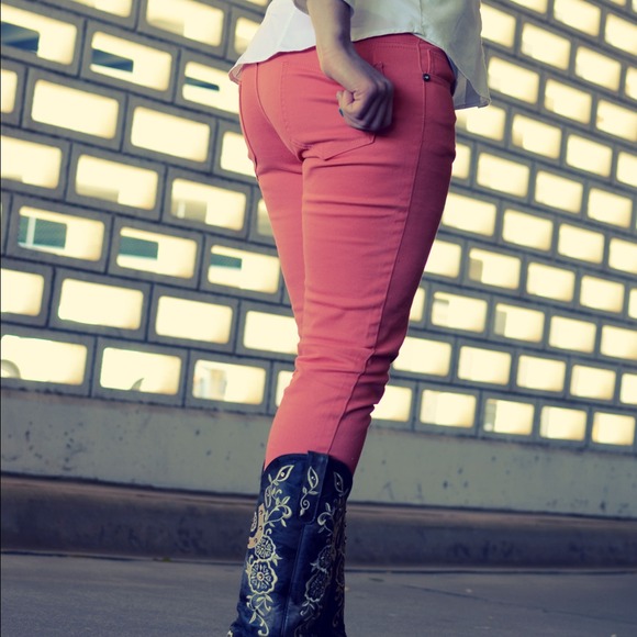 Coral skinny jeans