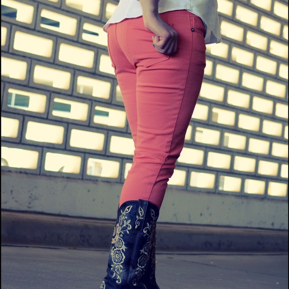 Coral skinny jeans