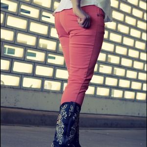 Coral skinny jeans