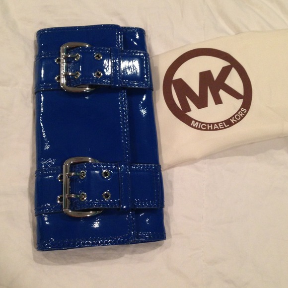 Michael Kors Clutches & Wallets - Michael Kors Cobalt Blue & Silver Clutch