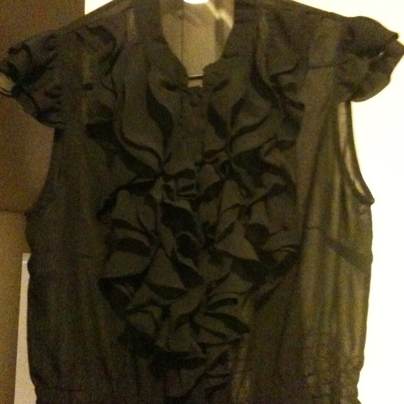 Pretty Black Ruffle Blouse - Picture 2 of 2
