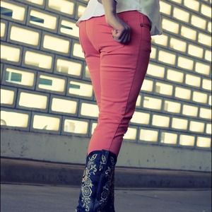 Coral skinny jeans!