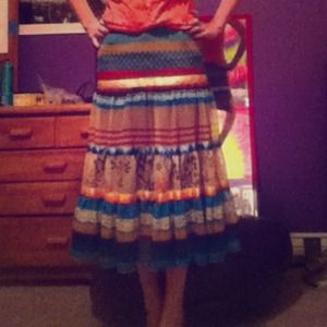 Colorful multi-fabric skirt