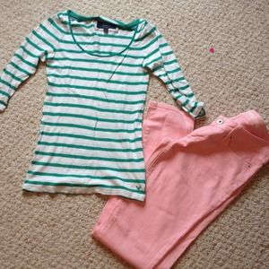 American eagle green striped top