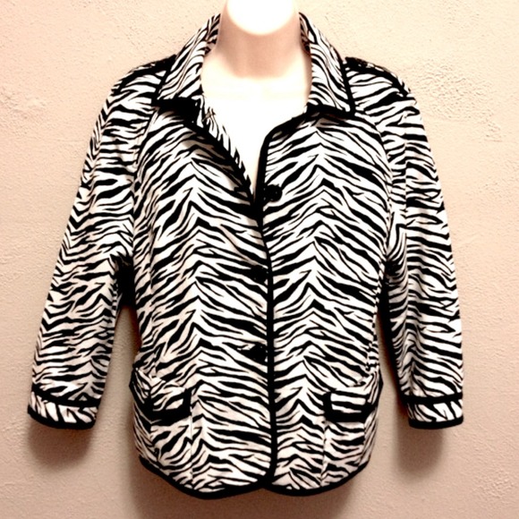Liz Claiborne Zebra Print Black & White Jacket - Picture 4 of 4