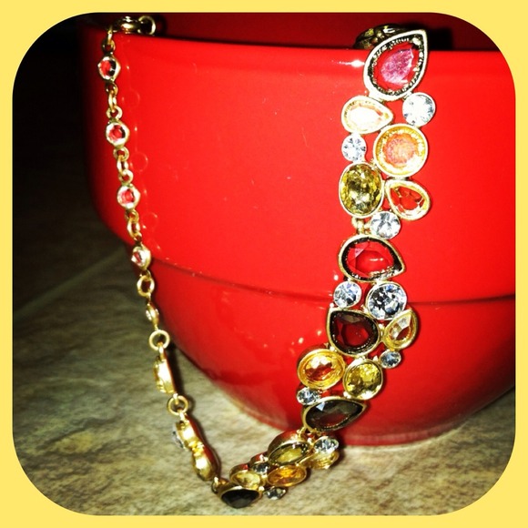 Jewelry - *NWT* Crystal Jeweled Golden Necklace & earrings