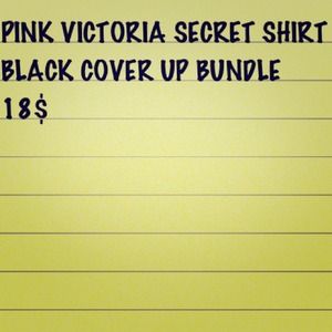 Bundle -Pink Victoria Secret Shirt and Black Cover