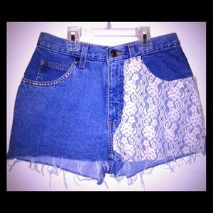 Lace high waisted shorts.