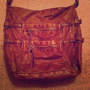 Brown Faux Leather Crossbody
