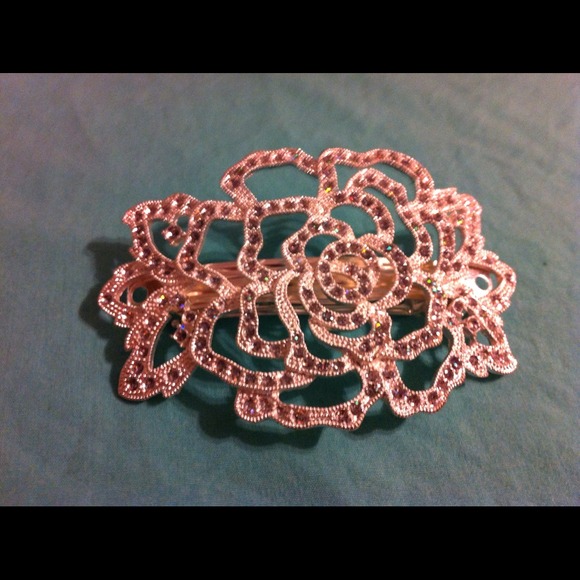 Silver Flower Hair Barrette