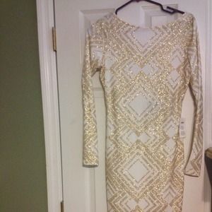 Ivory and gold glitter dress