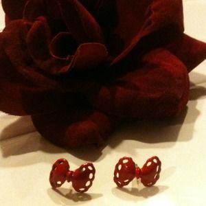 SOLD!!!  Red bow earrings