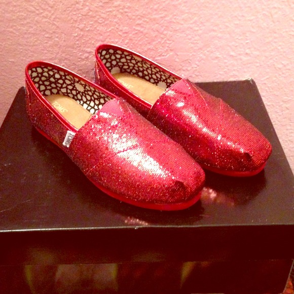 Red Sparkly TOMS