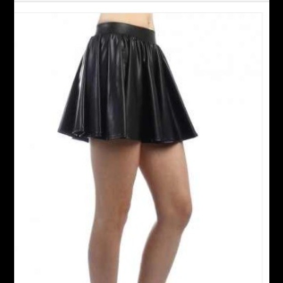 Dresses & Skirts - Flirty Black Faux Leather Circle Skirt